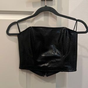 Snake skin - leather - strapless top